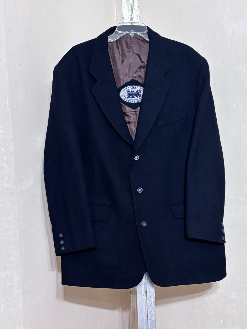 Henry Grethel Studio Men’s Wool Blazer Black3 Button Old Money Preppy Classic Lg